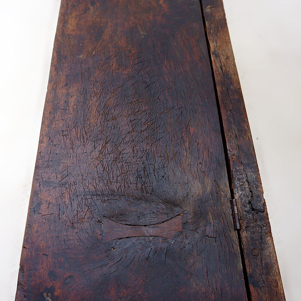 Spanish carved oak bank chest - 18th century