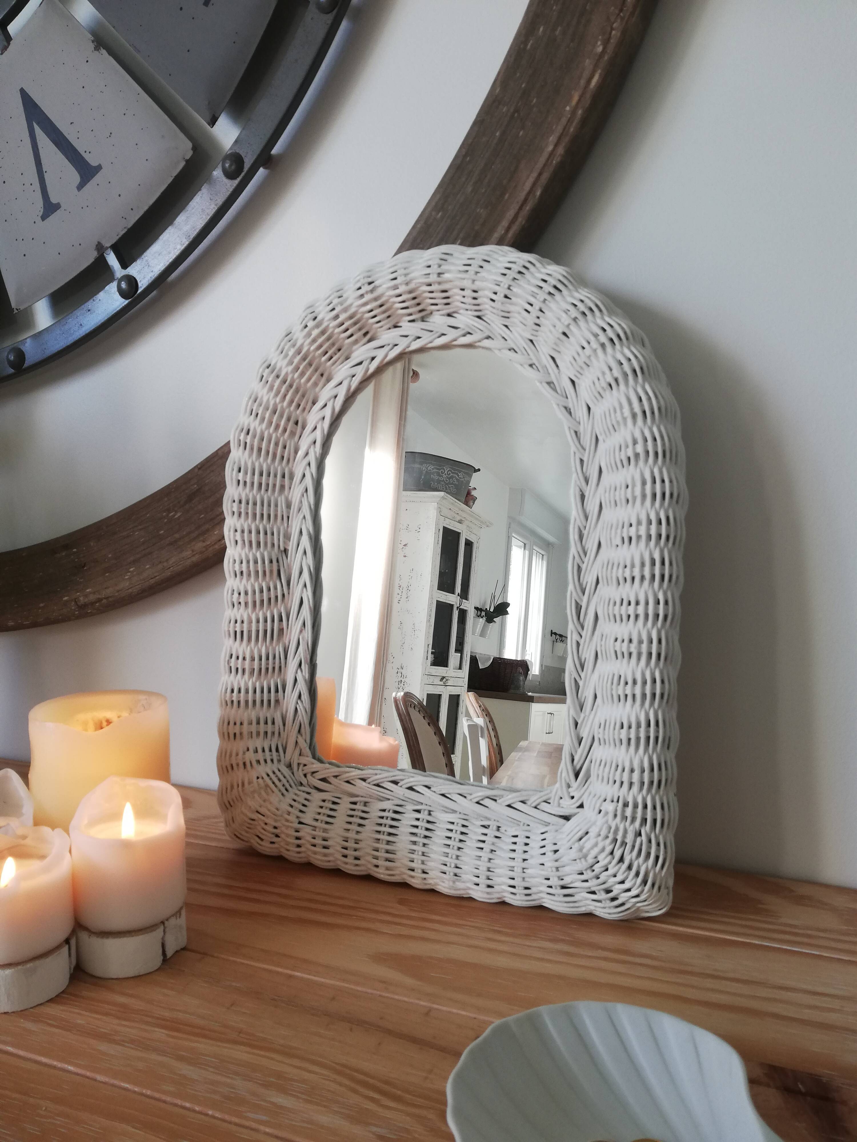 Vintage wicker mirror
