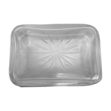 Chiseled glass soap box and brass lid