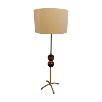 Lampadaire avec pied en corde et boules de verre