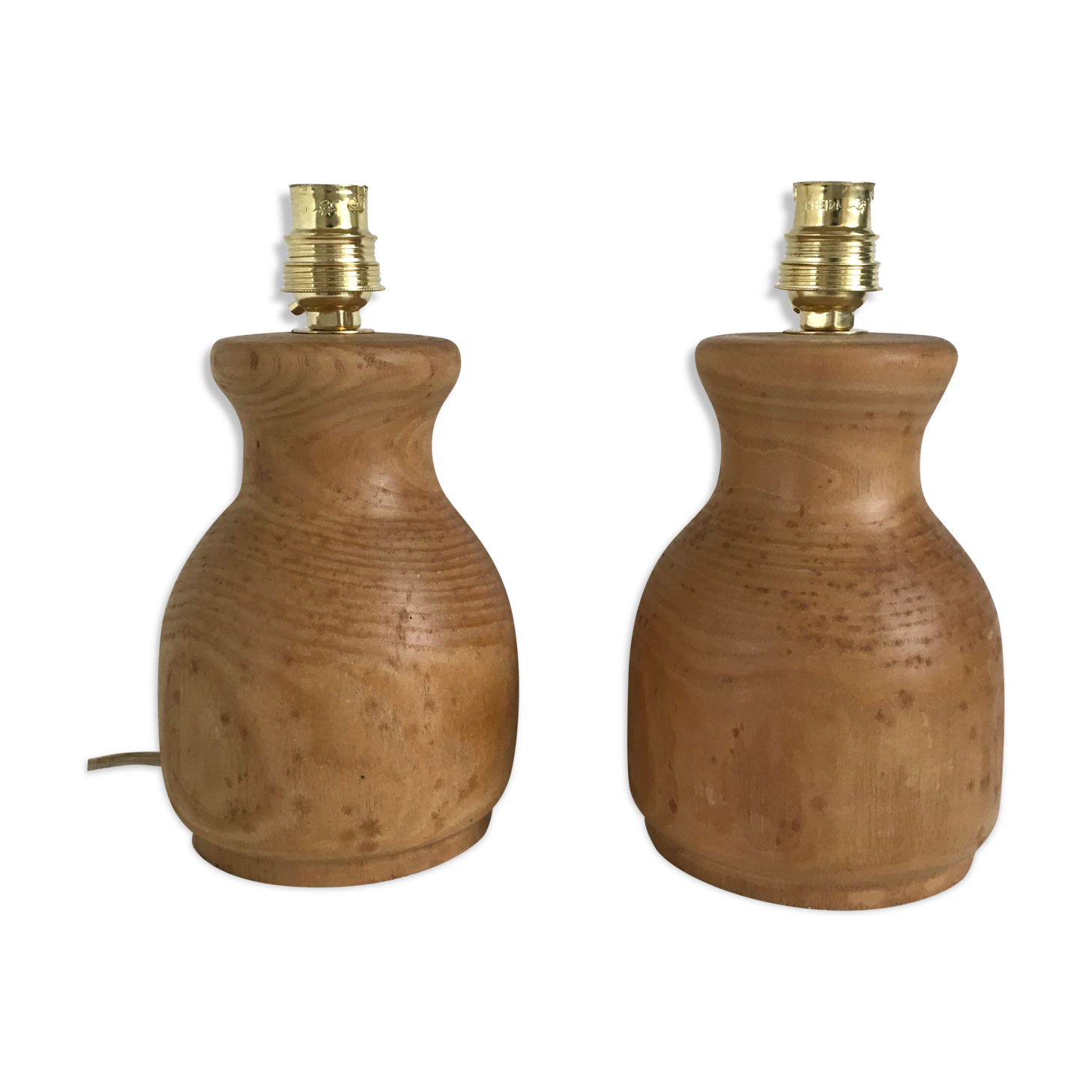 Pair of turned wooden bedside lamp legs