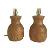 Pair of turned wooden bedside lamp legs