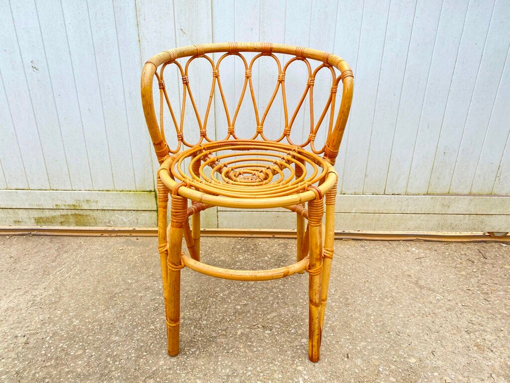 Armchair office chair in vintage rattan 60s