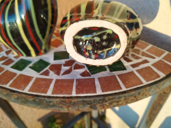 Paire de petites verseuses zoomorphe rayées années 50