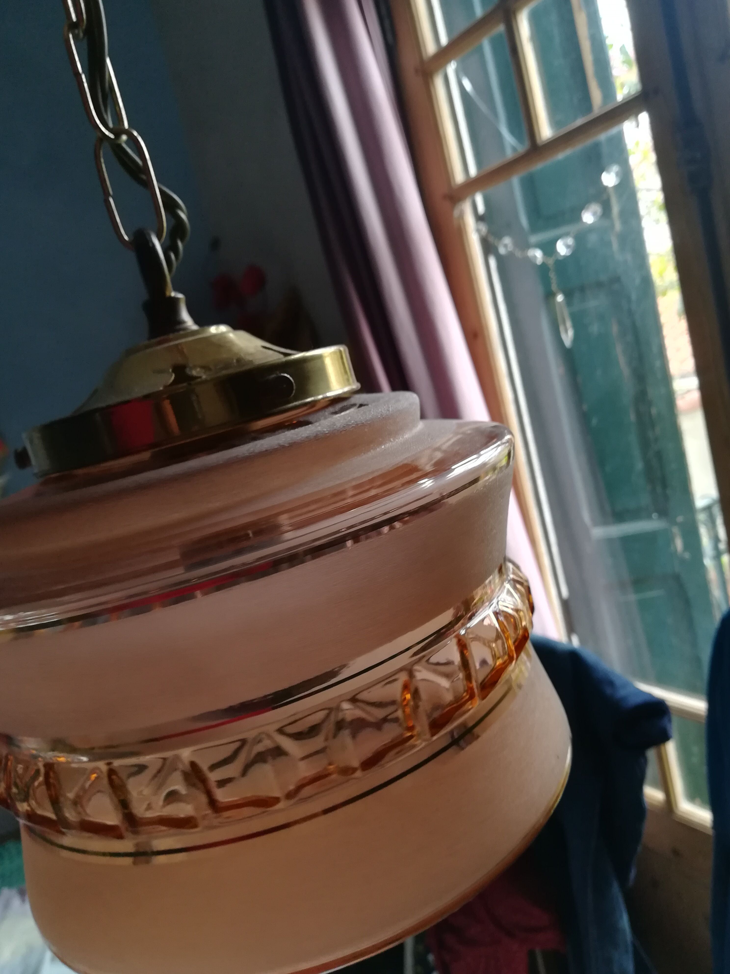 Hanging lamp in granite glass 1950