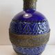 Pot vase terre cuite vernissée decor laiton