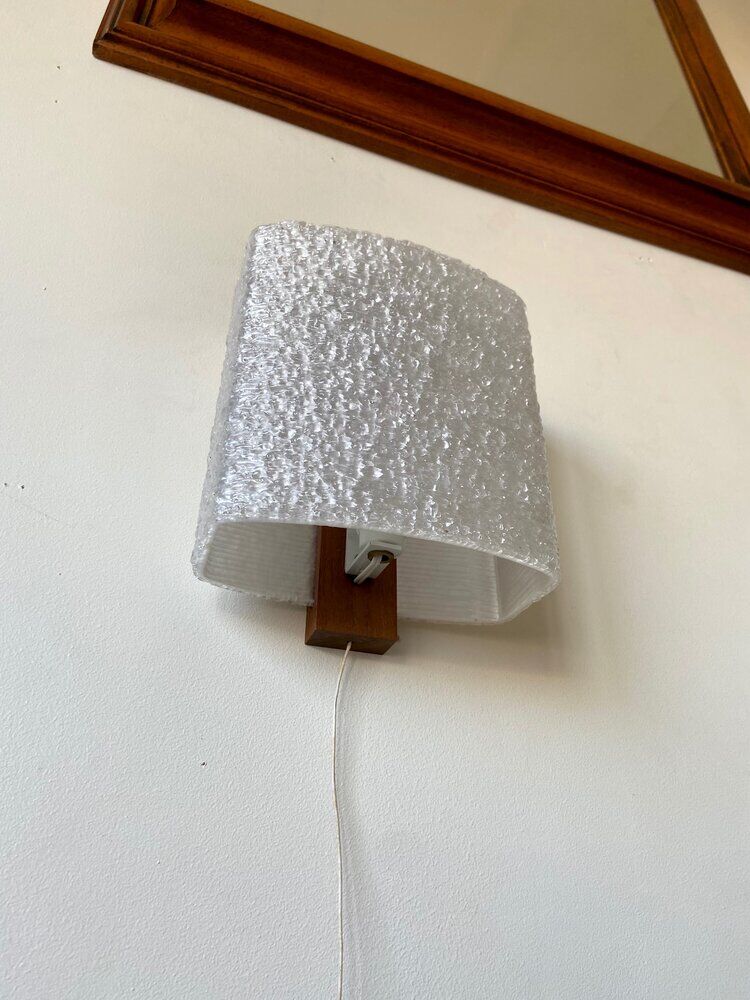 Teak and perspex wall lamp