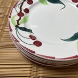 6 vintage flat plates Moulin des loups cherry patterns