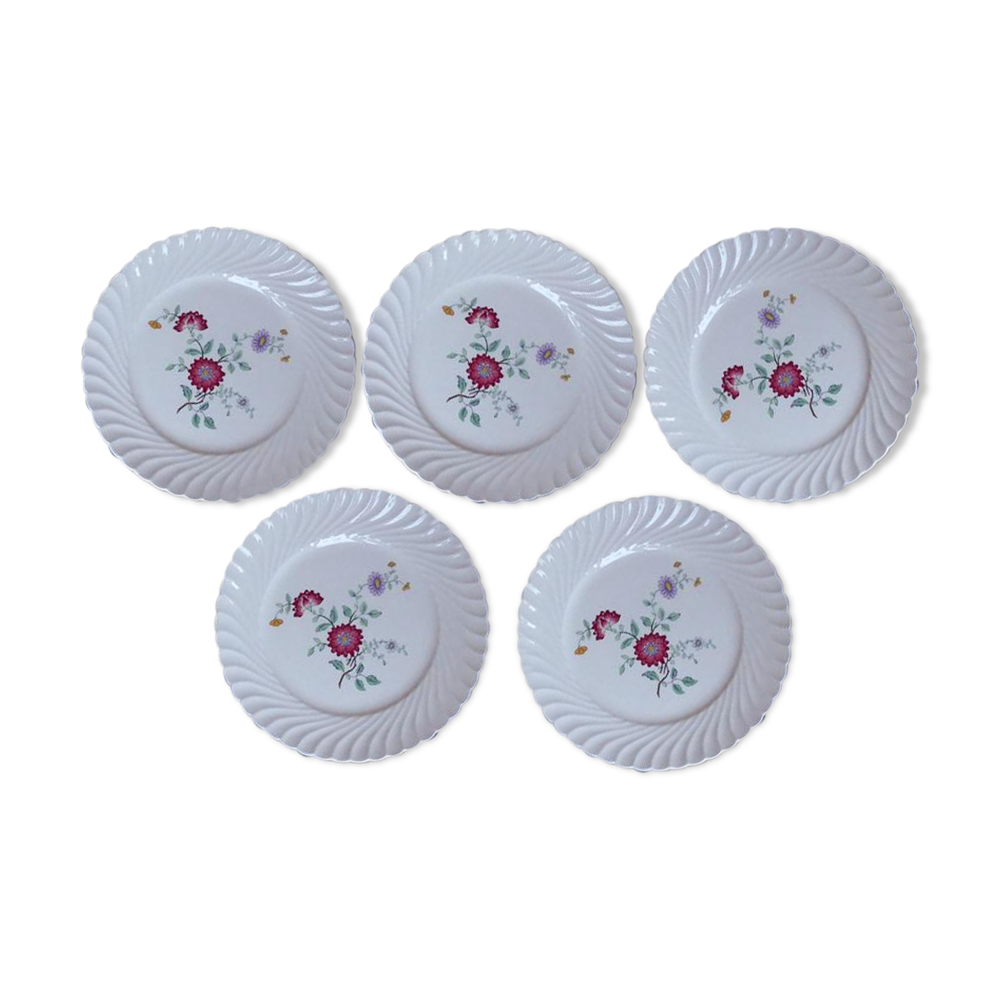 Lot of 5 flat plates stamped Luneville