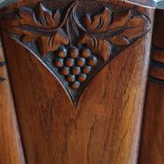 set of 4 vintage Art Deco chairs with carved wood and grape cluster design