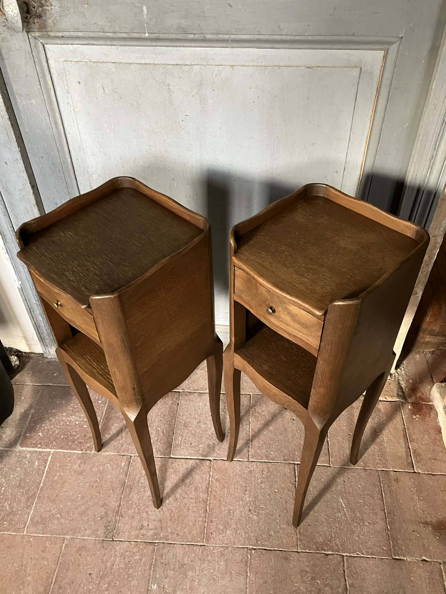 Wooden bedside table, vintage nightstand, side table.