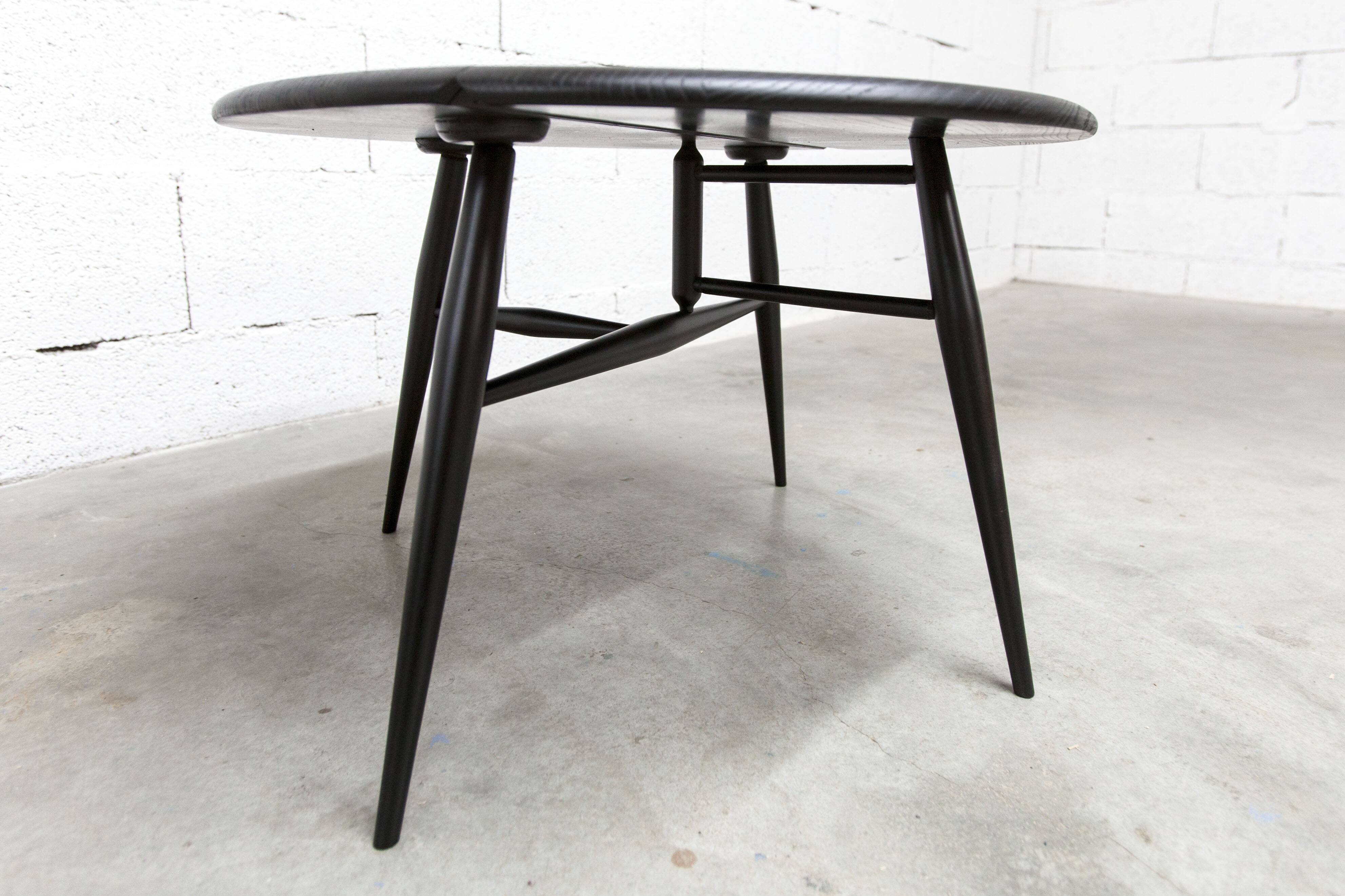 Ercol 1960 model 308 coffee table half-moon matte black