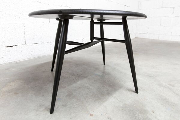 Table basse Ercol 1960 modèle 308  coffee table demi lune noir mate