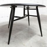 Ercol 1960 model 308 coffee table half-moon matte black