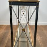 Console de style néoclassique en laiton doré et patine canon de fusil attribuée à la Maison Jansen