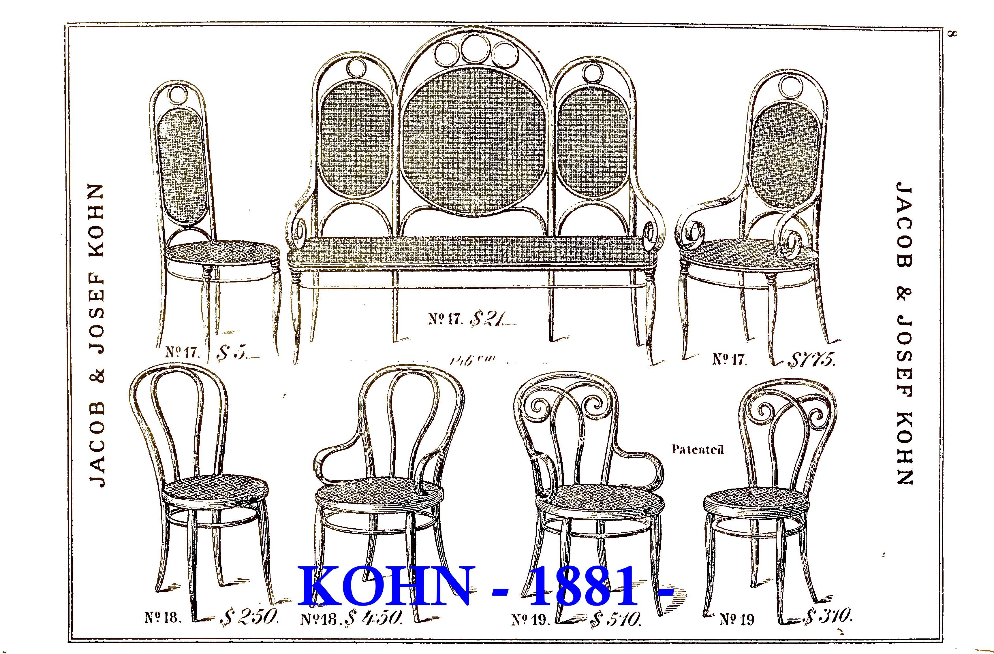 Set of 4 kohn "empire black" chairs circa 1880 + thonet-