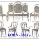Set of 4 kohn "empire black" chairs circa 1880 + thonet-