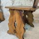 Set of six vintage brutalist wooden chairs.