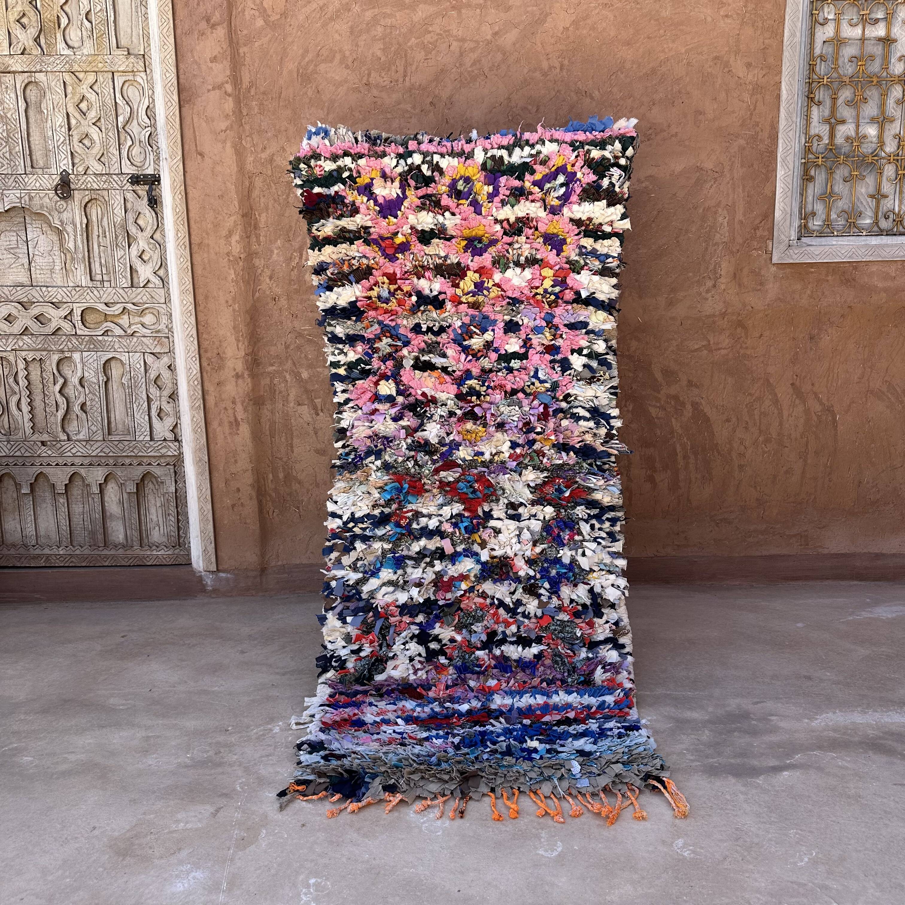 Tapis Berbère Boucherouite coloré - 76 x 176 cm