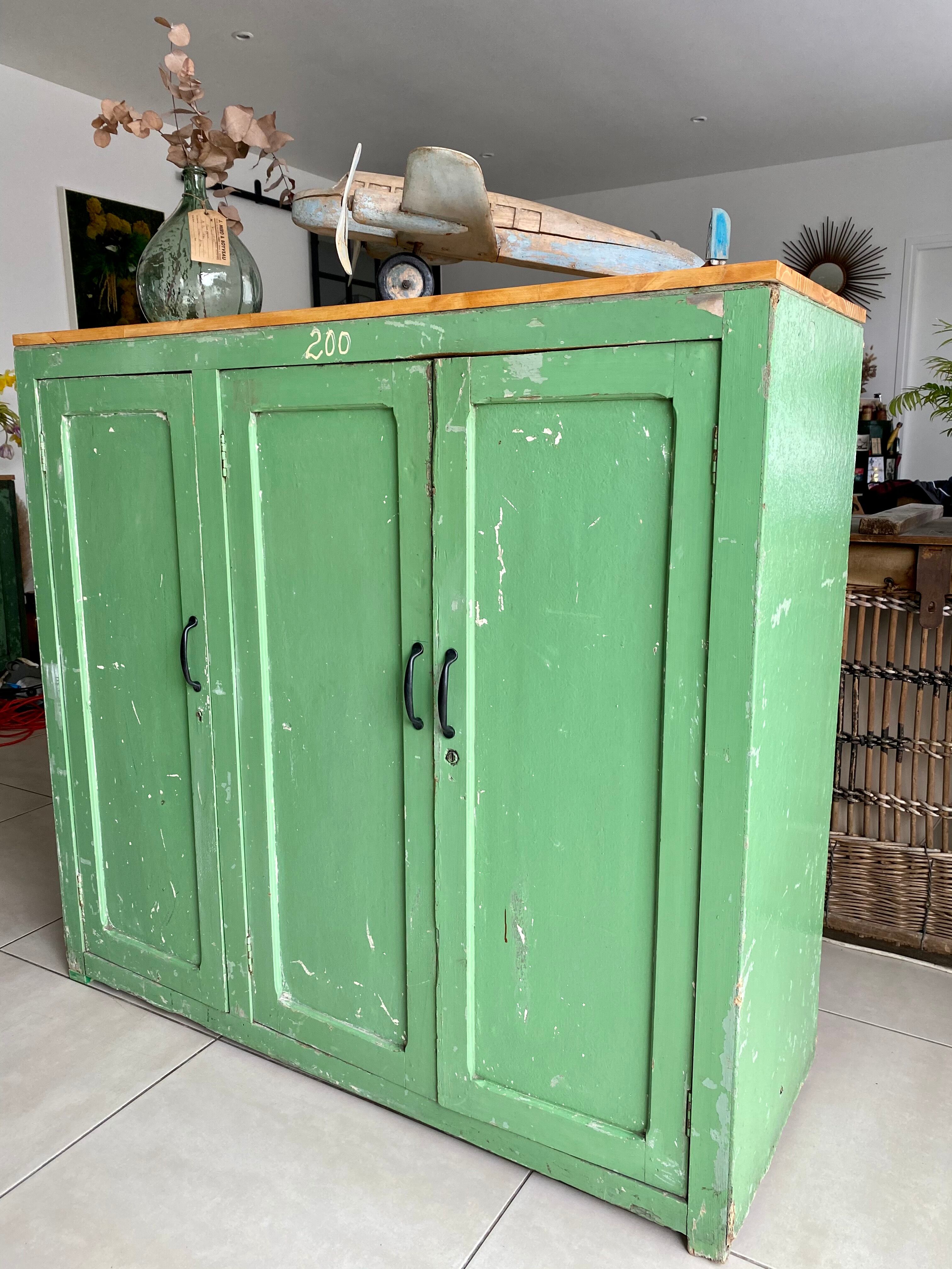 Meuble de métier en bois vintage