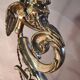 gilded bronze lamp 58x25x6kg glass shell lampshade 1960 original electric o