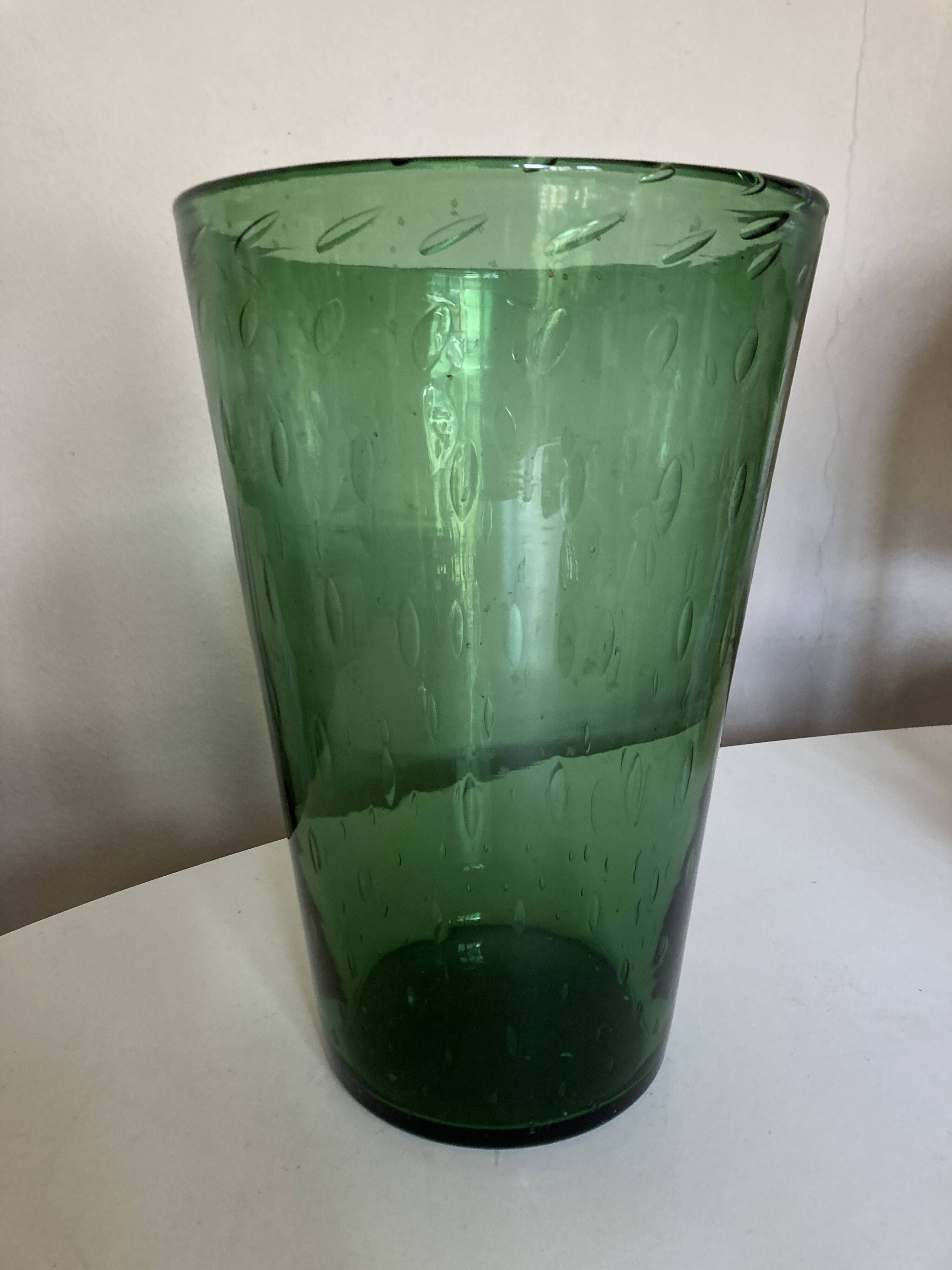 XXXL vase Italian work 1960 in bubble blown Empoli glass