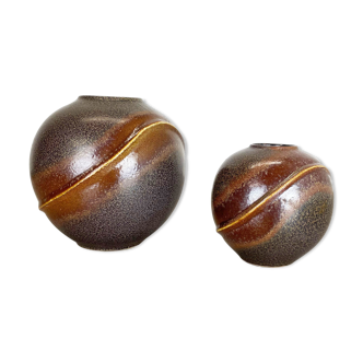 Ensemble de 2 vases « orion » en poterie céramique rare de dümler et breiden, allemagne années 1970