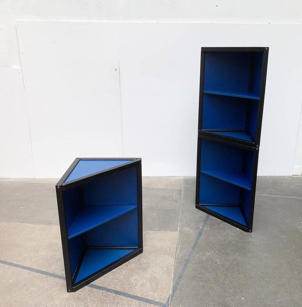 Vintage corner containers from the postmodern German profile system by Elmar Flötotto for Flötotto, set of 3.