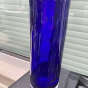 Vintage Scandinavian cobalt blue bubble glass vase from the brand.