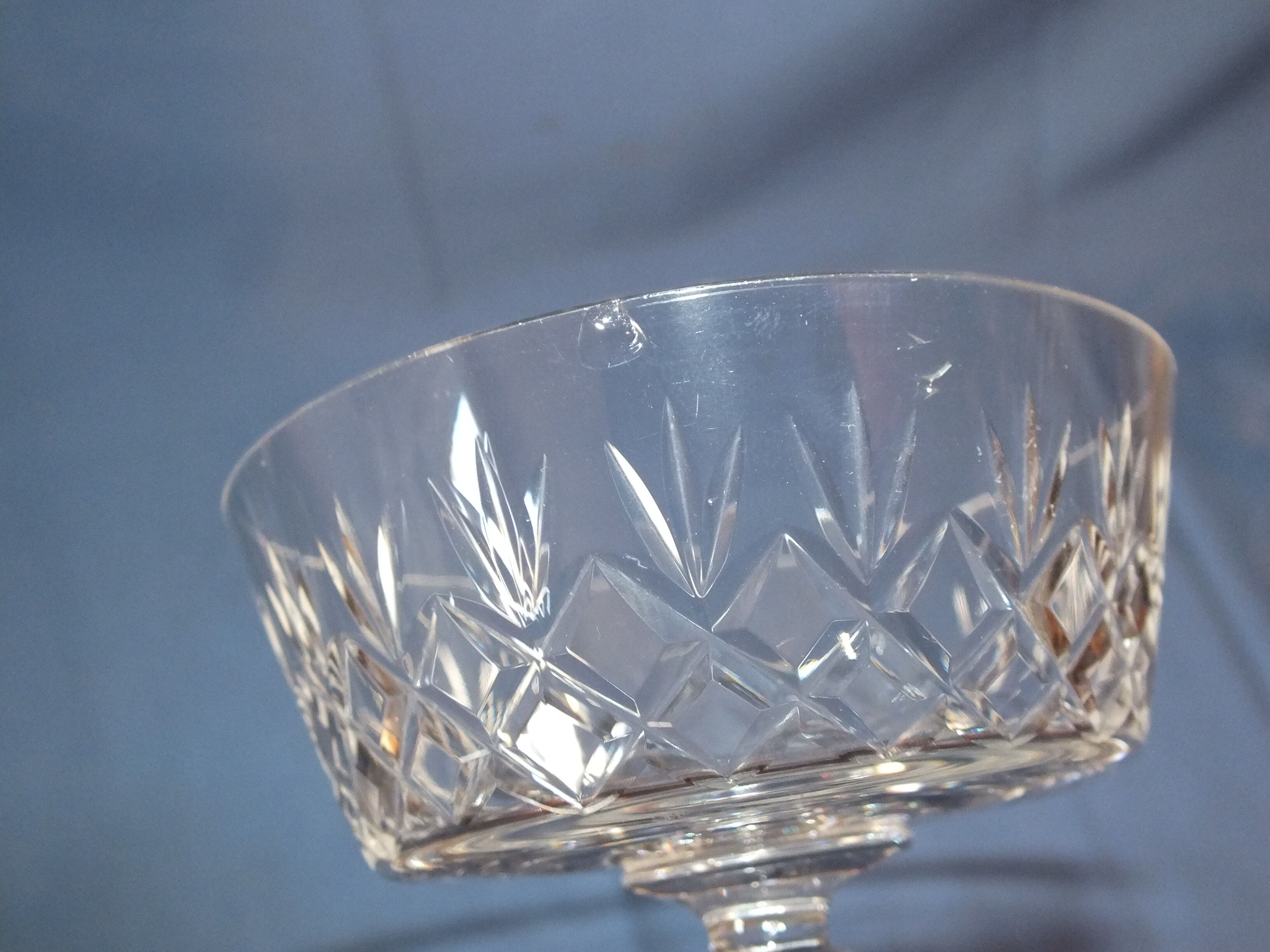 Set of 8 crystal champagne glasses cut around 1900