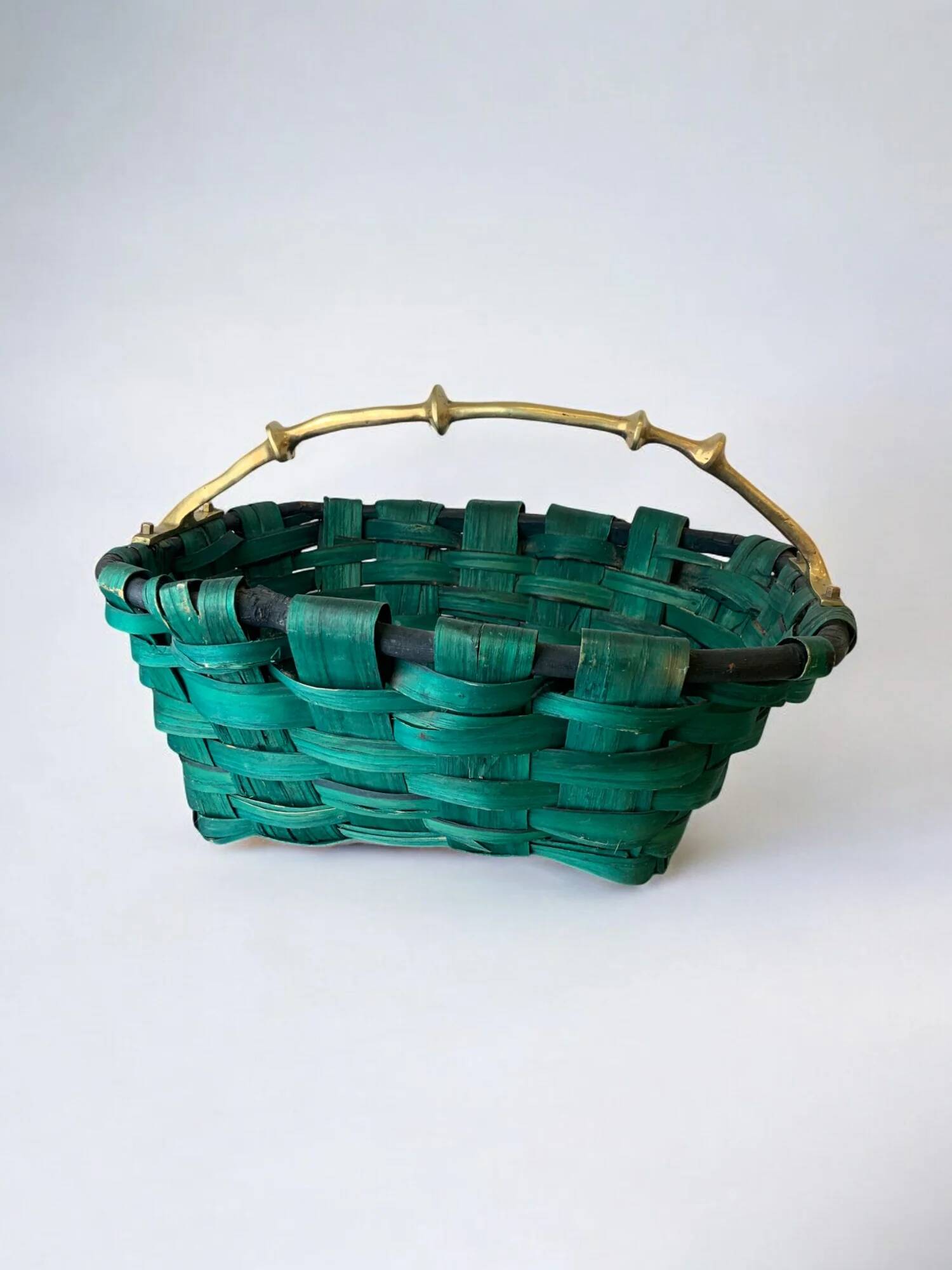 Brutalist basket by David Marshall, wood & bronze, Spain, 1970s