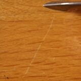 Oak desk, splayed legs, drawers, 1960.