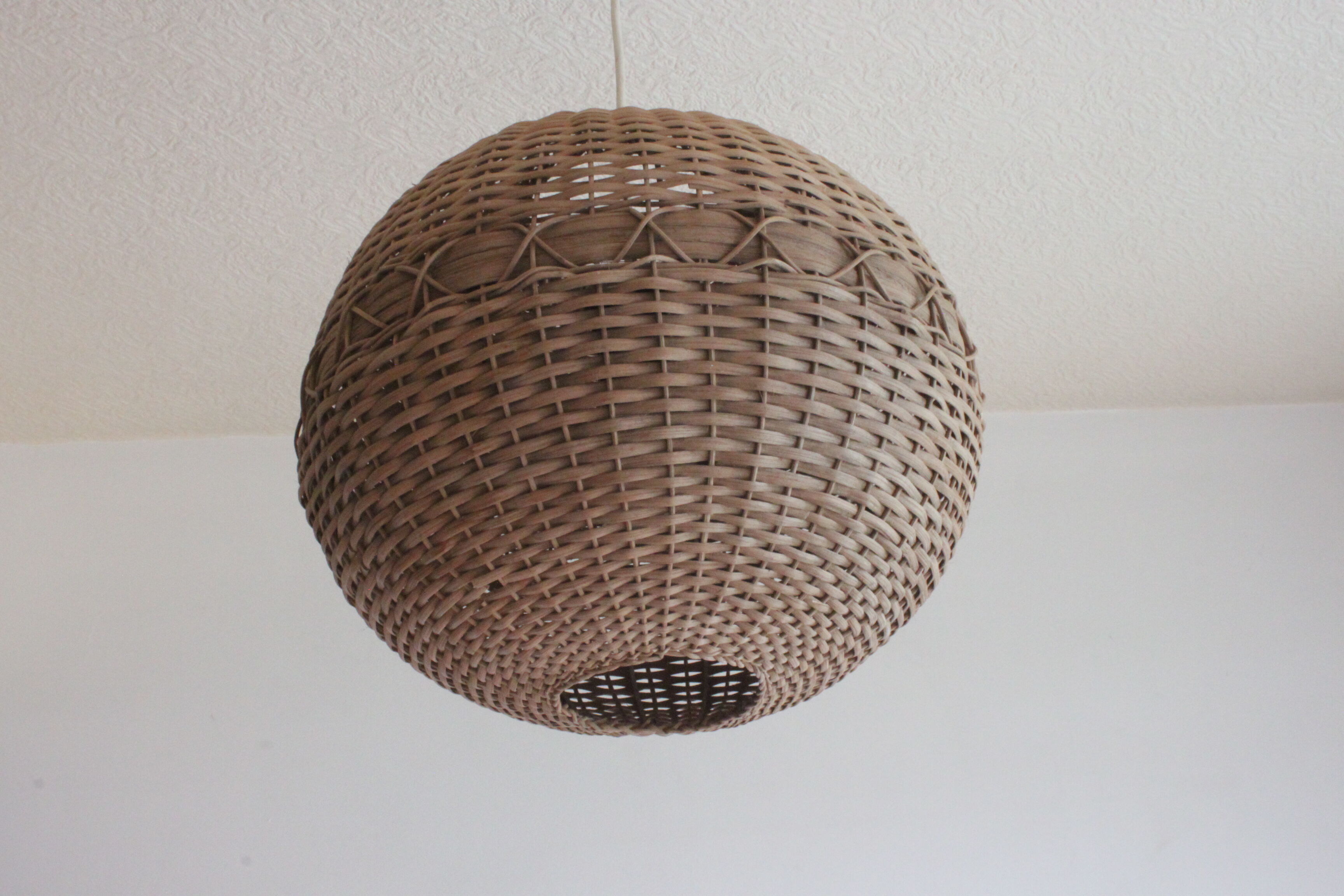 Rattan ball pendant light, 1960s