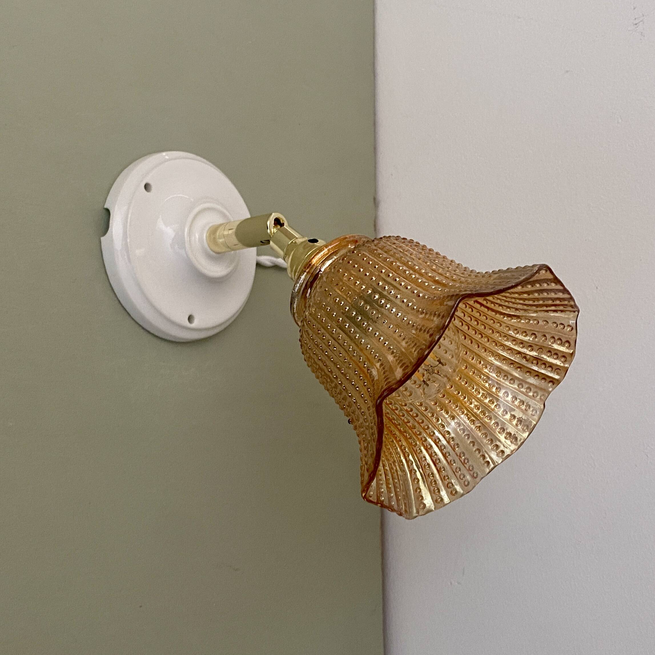 Vintage amber glass tulip wall light