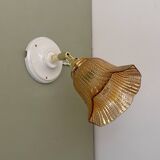 Vintage amber glass tulip wall light