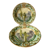 Set of two plates late nineteenth in slip Jeanne d'Arc