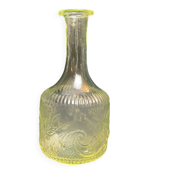 Ancien flacon carafe en verre ouraline fin XIXème