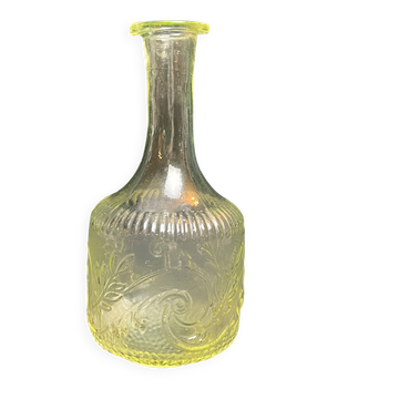 Antique uraline glass carafe bottle from the late 19th century