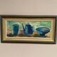Large Original Swedish Oil on Panel – “Kettle Bowl and Glass” by Louis Zelig – Signed – Vintage & Framed – 40 × 80 cm (15.7" × 31.5")
