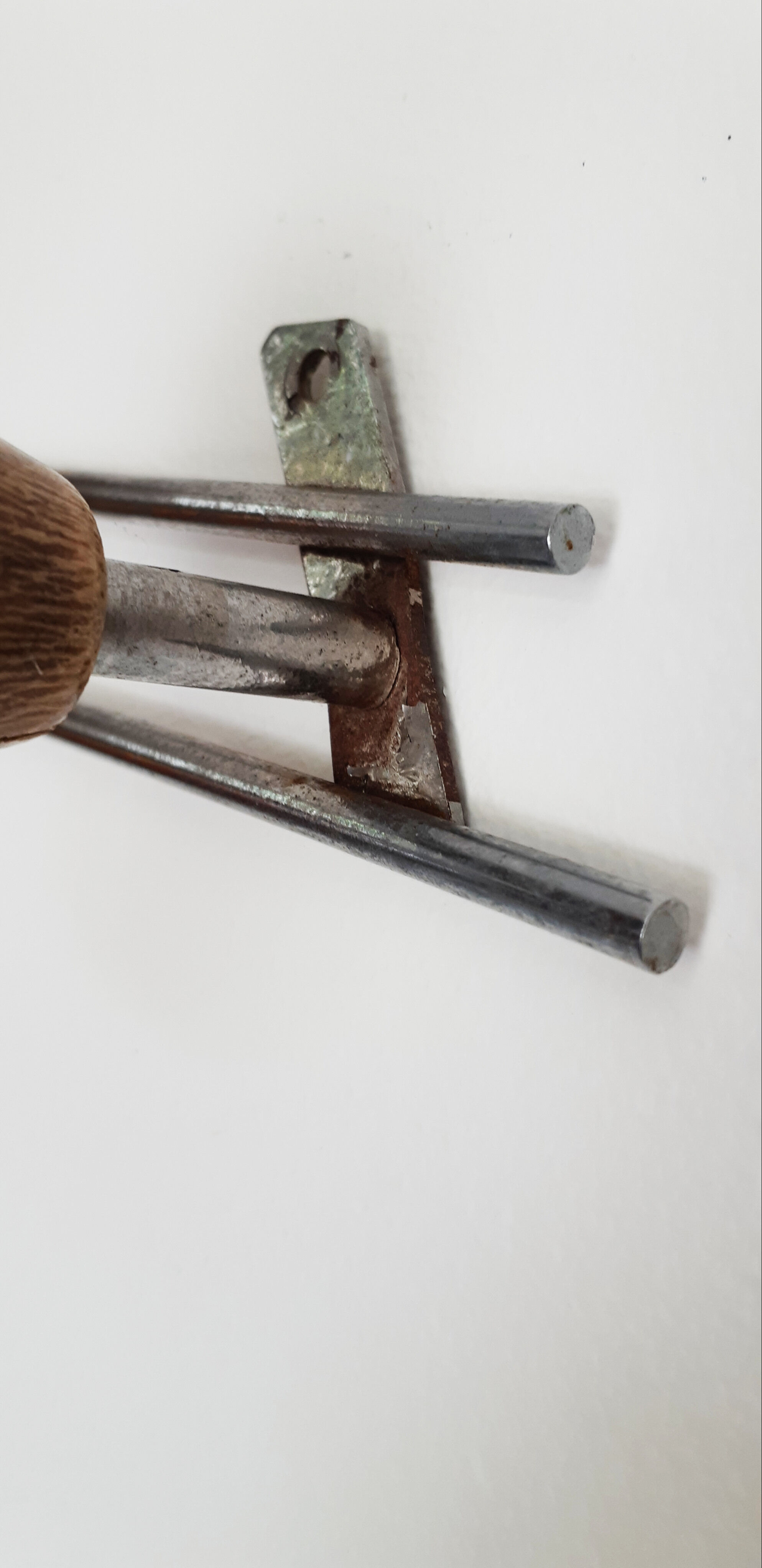 Wooden and metal coat racks, 3 heads, vintage french, 50s