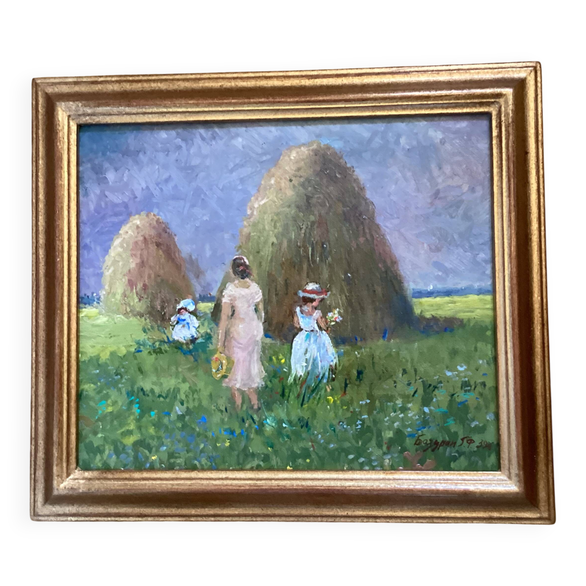 Oil painting on cardboard signed, dimensions: height - 42.5 cm, width - 48.5 cm.