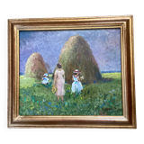 Oil painting on cardboard signed, dimensions: height - 42.5 cm, width - 48.5 cm.