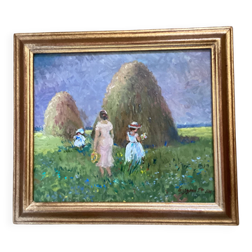 Tableau Huile sur carton signé dimension : hauteur-42cm,5 c/m-largeur -48,5
