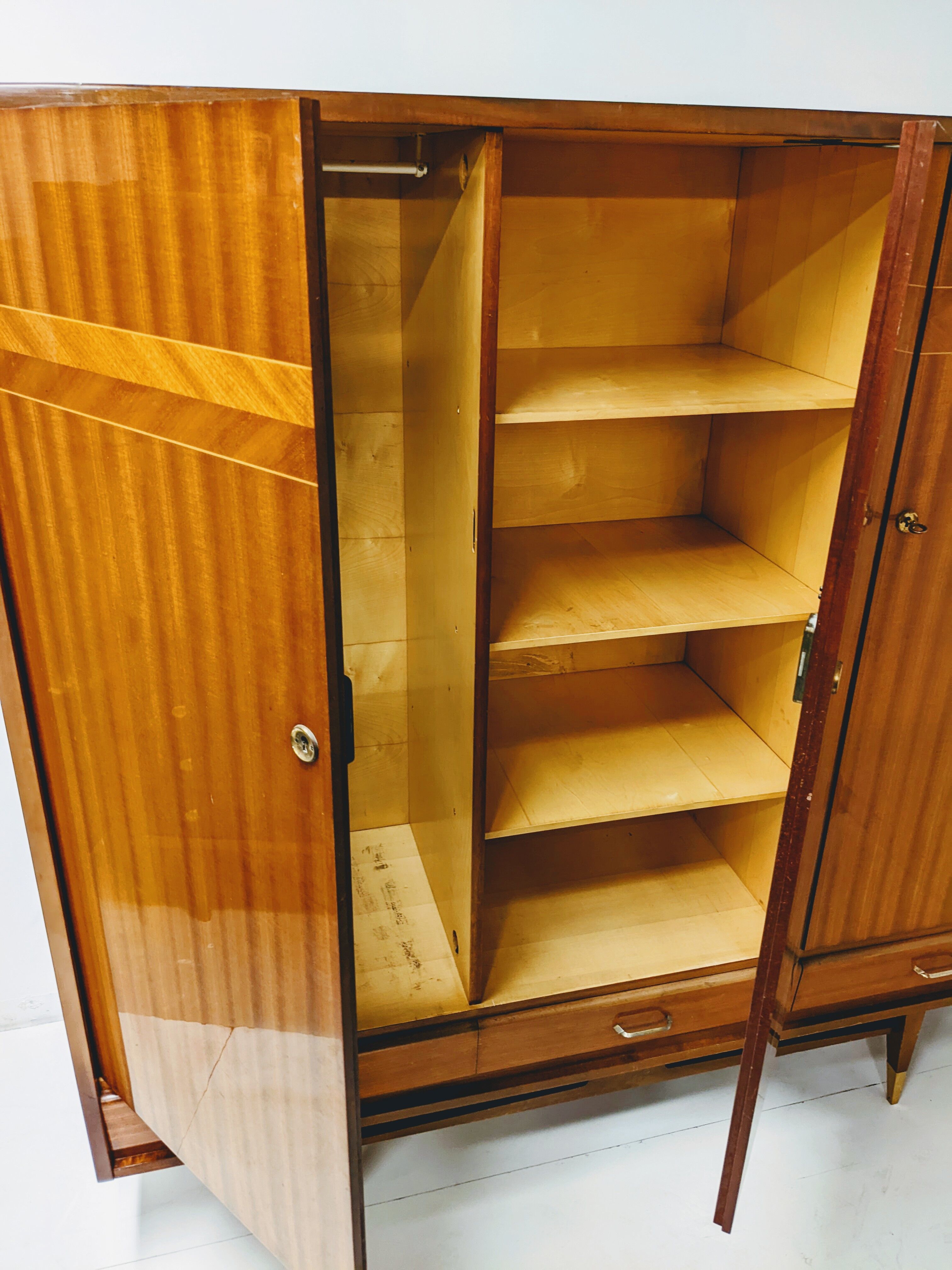 Vintage wooden wardrobe scandinavian style / compass feet spindles wardrobe