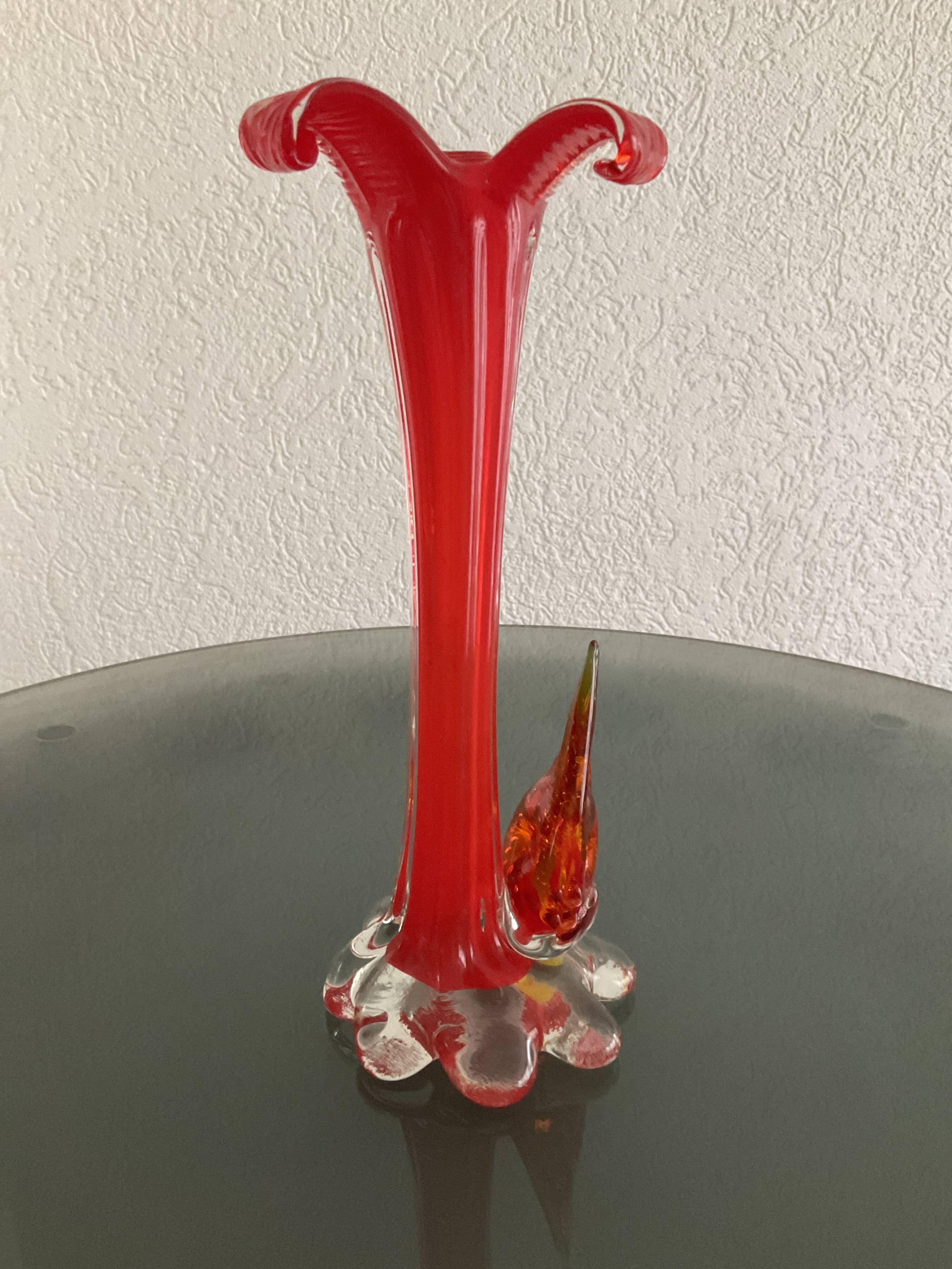Murano "fish" orange soliflore from the 1970s.