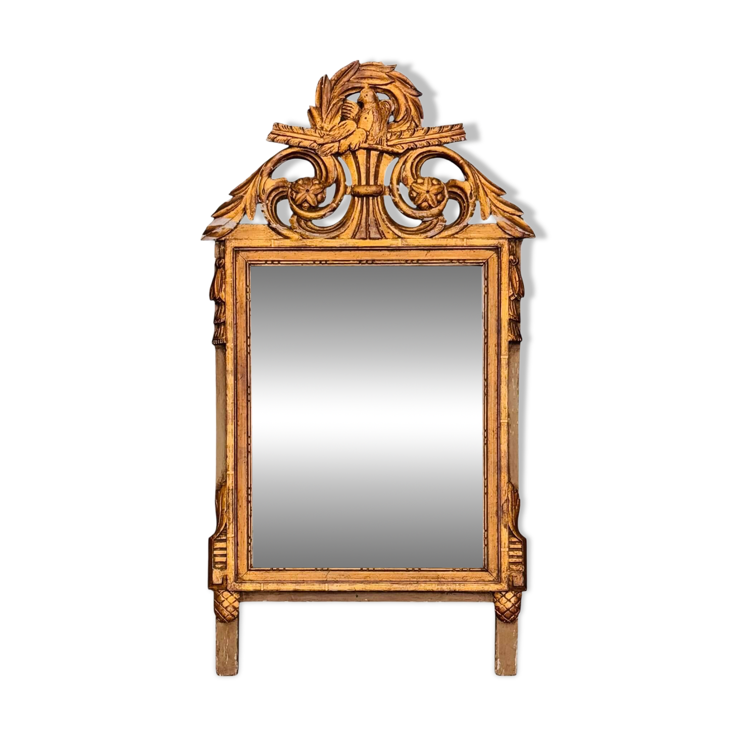 Louis XVI style giltwood pediment mirror