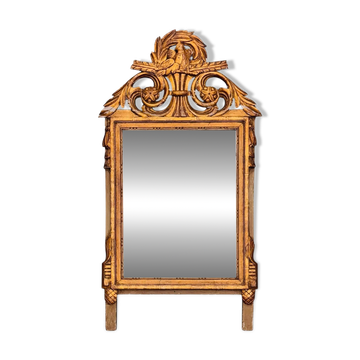 Louis XVI style giltwood pediment mirror