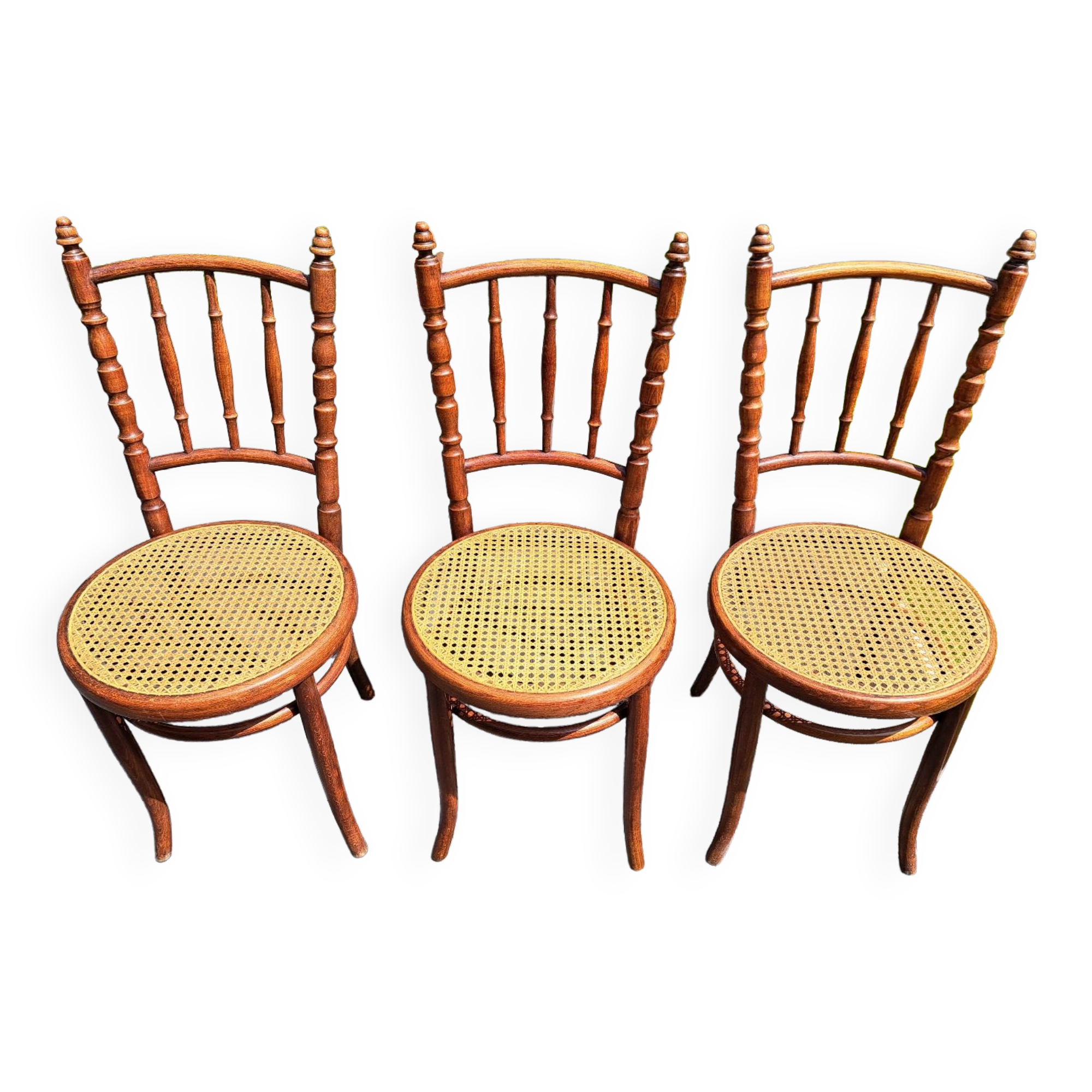 Set of 6 Fischel chairs in cane wood