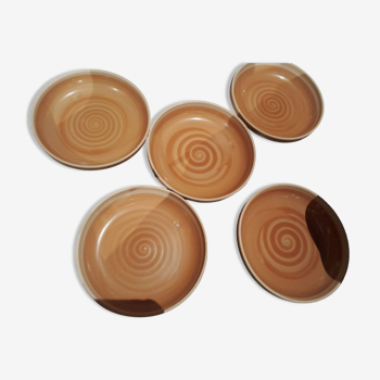 Set of 5 plates real sandstone of sarreguemines