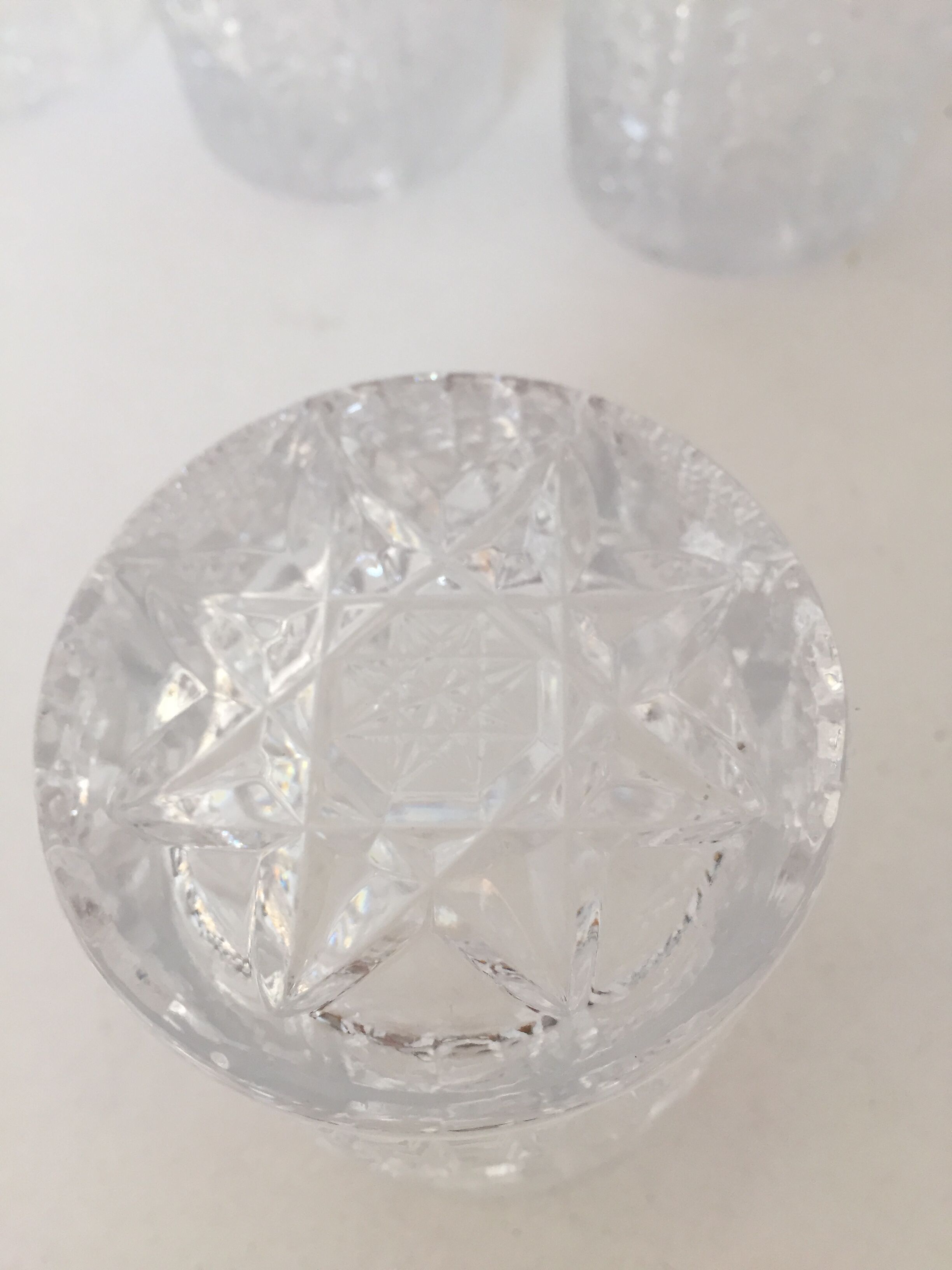 5 whiskey glasses, bohemian crystal, 1950